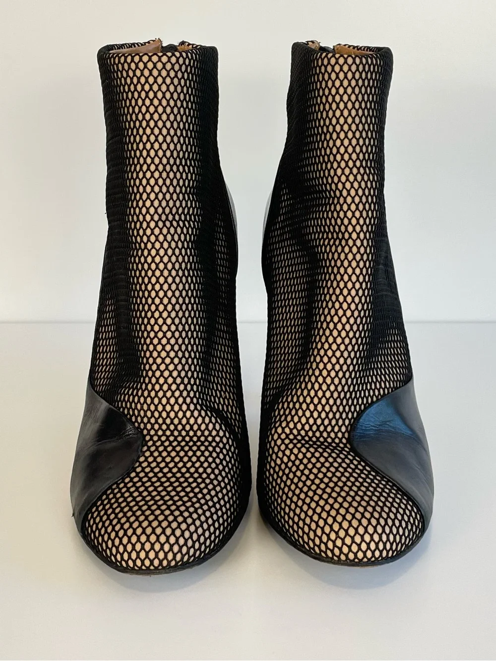 3.1 Phillip Lim” Francis” Fishnet Leather Ankle Booties size 36.5 US 6-6.5